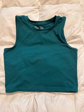 ZYIA Active Teal Crew Crop Tank
